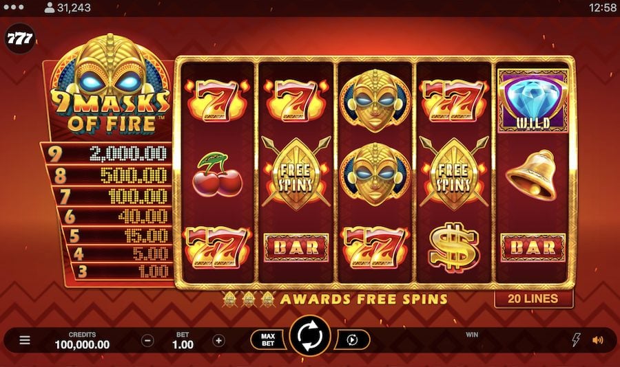 9 Masks of Fire by Microgaming