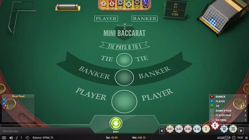 Igrajte besplatno Mini Baccarat