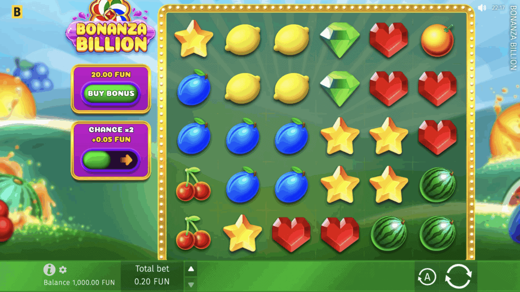 Bonanza Billion BGaming početni zaslon